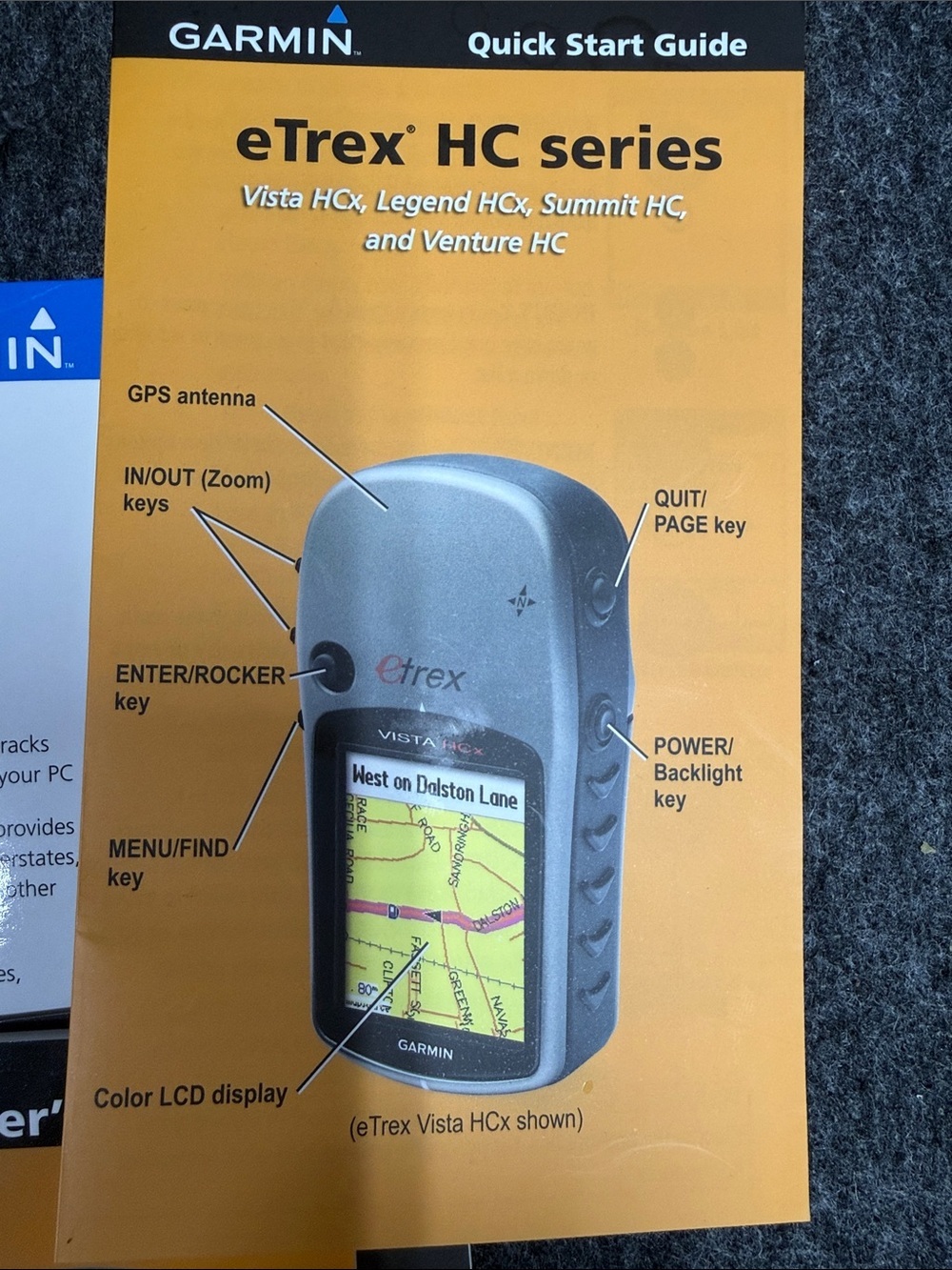Garmin eTrex HC Series Handheld GPS in Gray with Yellow Manuals - Picture 2 of 11